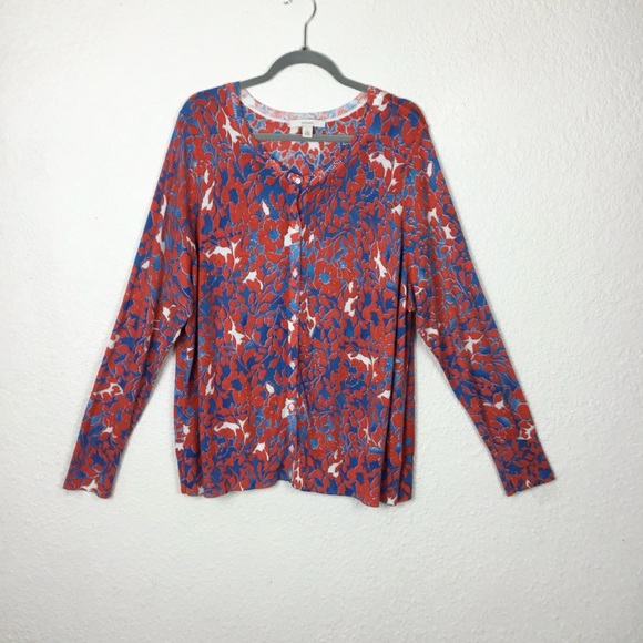 Sejour  Womens Cardigan Size 1X Sweater Geometric Cotton Bland Multicolor Soft - Picture 2 of 9